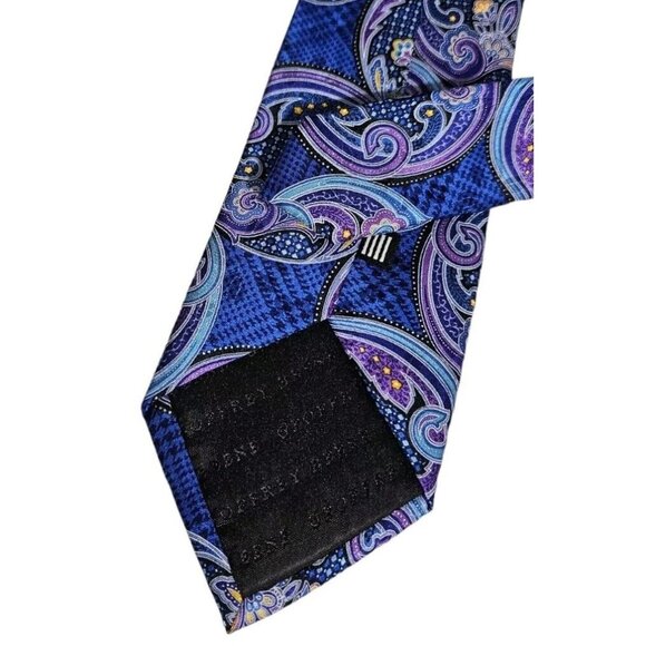 GEOFFREY BEENE Men's 100% Silk Necktie DESIGNER Tie Blue Paisley W:3.2" EUC - Picture 4 of 4